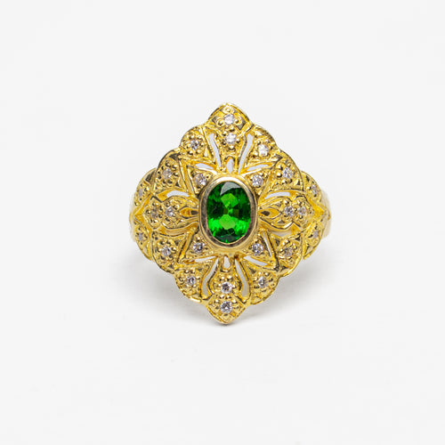 Anillo Esmeralda Filigrana en Oro Amarillo - J24K