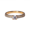 Anillo Solitario Pave en Oro Amarillo - Modelo 2 - J24K