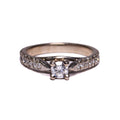 Anillo Solitario Pave en Oro Blanco - Modelo 5 - J24K