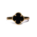 Anillo Trébol Negro en Oro Amarillo - J24K