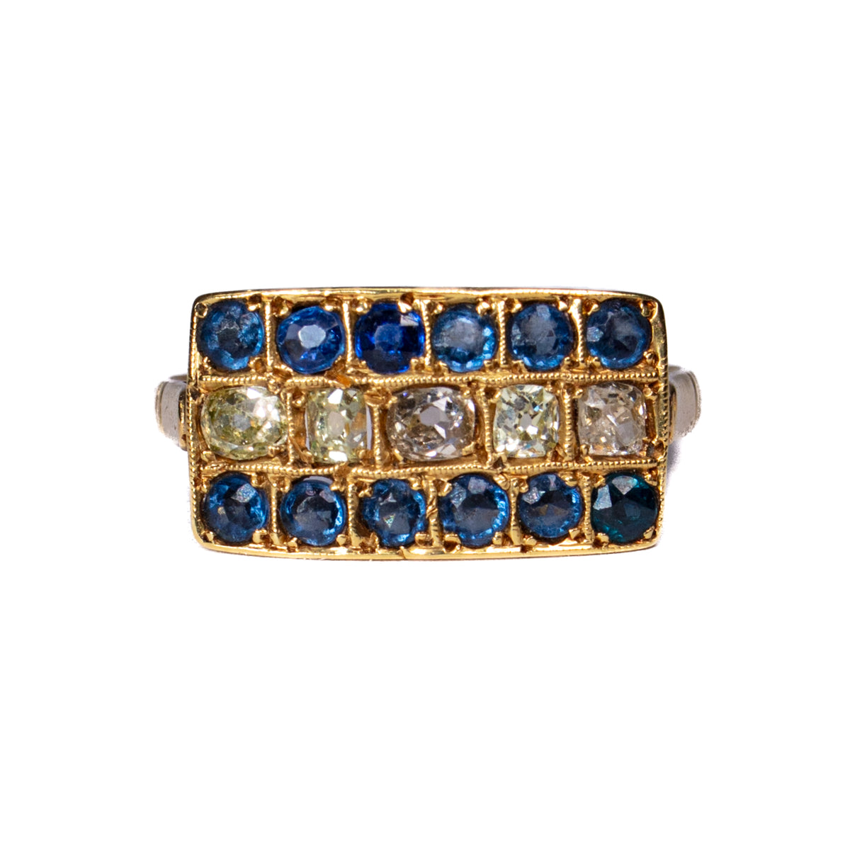 Anillo Zafiros y Brillantes en Oro Amarillo - J24K