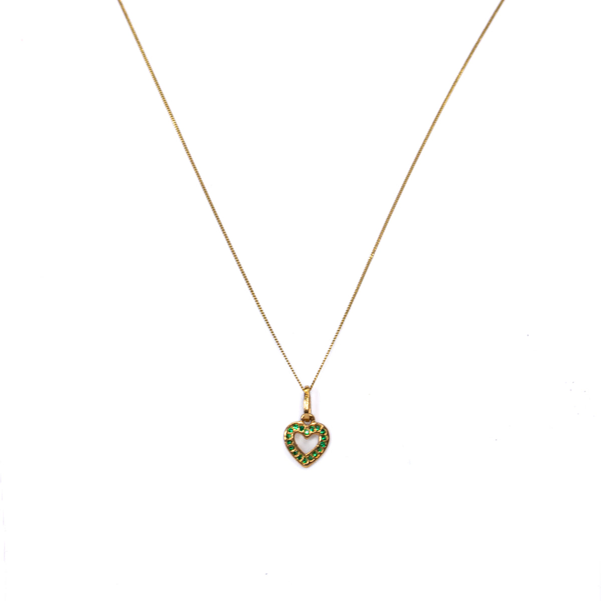 Collar Corazón Verde en Oro Amarillo - J24K