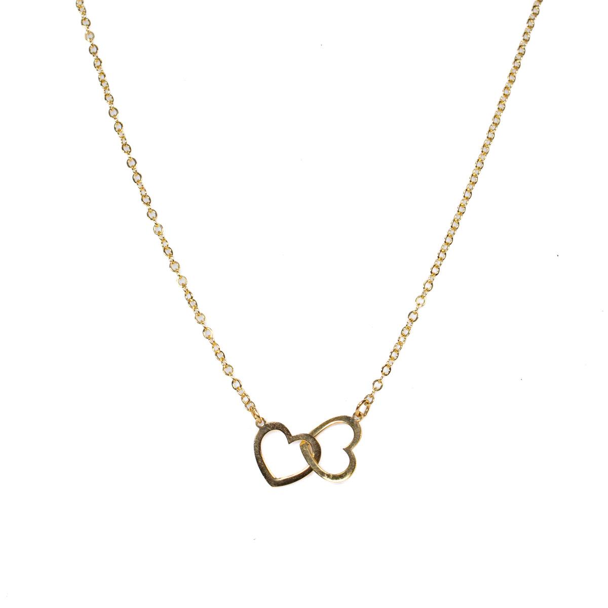 Collar Doble Corazón en Oro Amarillo - J24K