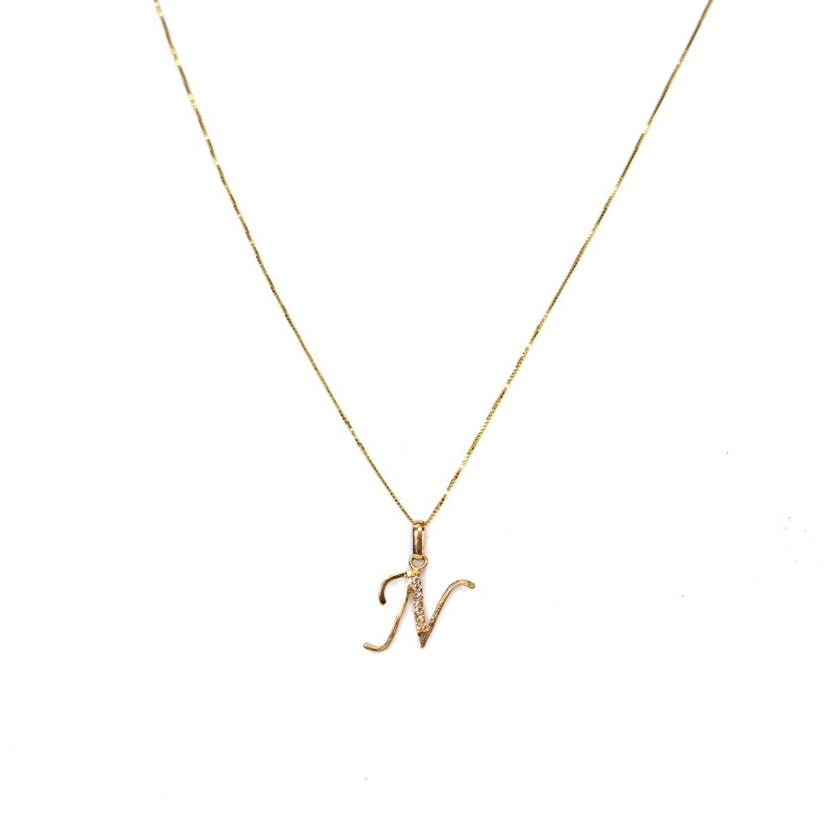 Collar Letra N en Oro Amarillo - J24K