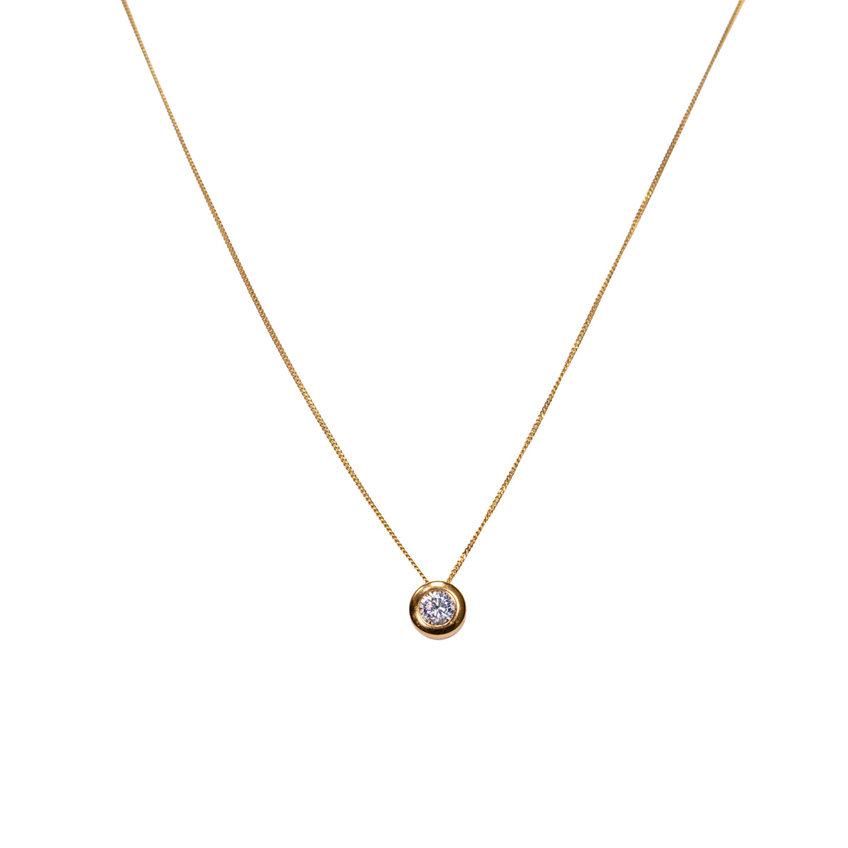 Collar Punto de Luz con Bisel en Oro Amarillo - J24K