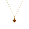 Collar Trébol Ojo de Tigre en Oro Amarillo - Modelo 1 - J24K