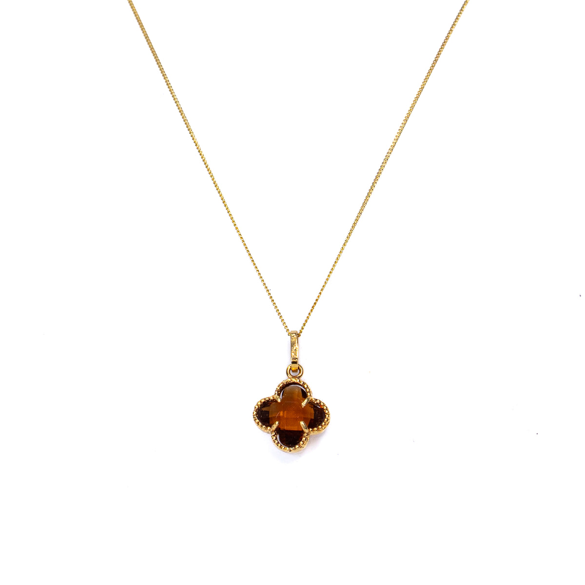Collar Trébol Ojo de Tigre en Oro Amarillo - Modelo 1 - J24K