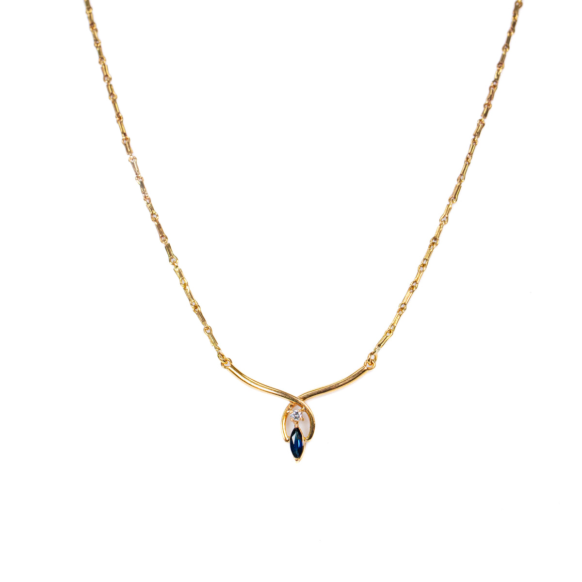 Collar Zafiro Gota en Oro Amarillo - J24K